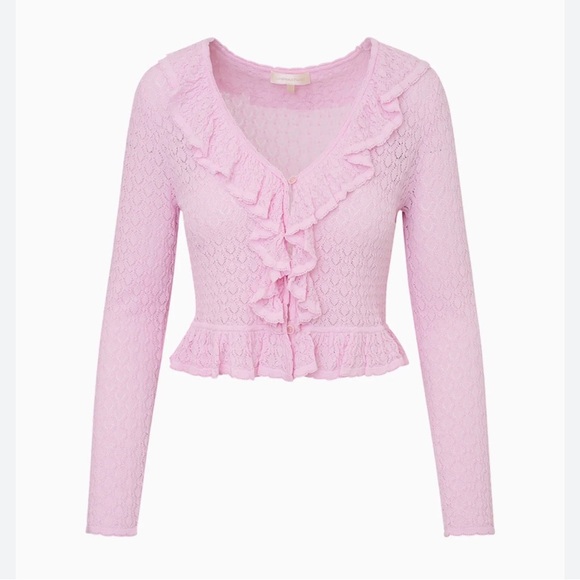 LoveShackFancy Nilah Cardigan, Lotus Petal - Picture 6 of 13